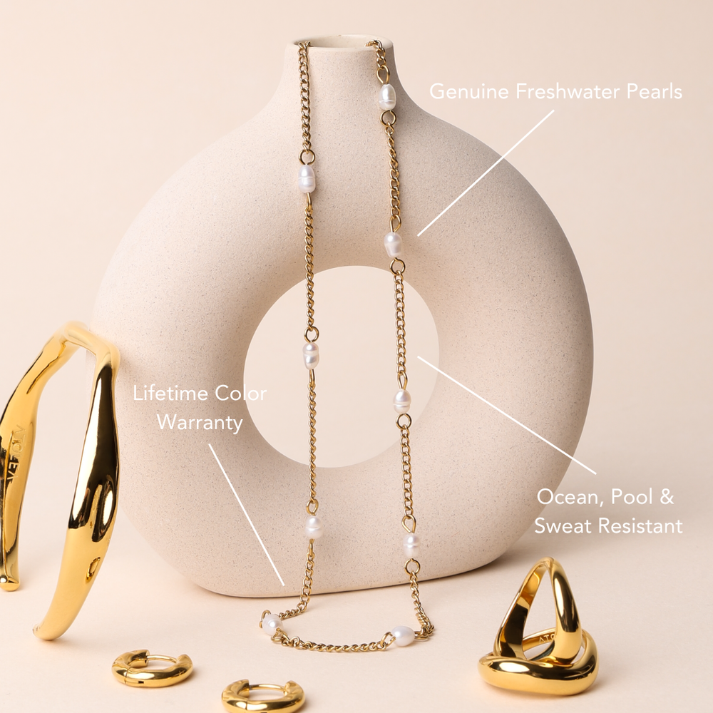 Dainty Gold Pearl Choker