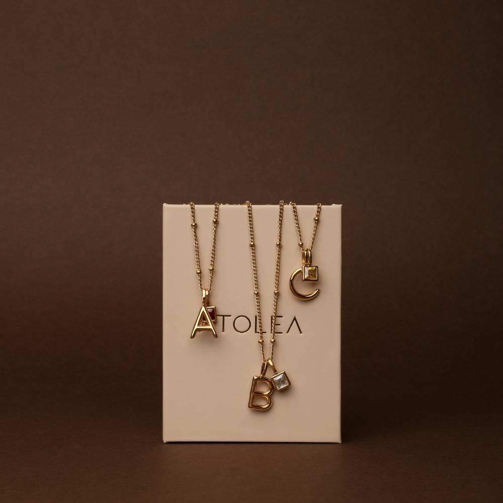 Initial & Birthstone Charm Necklace