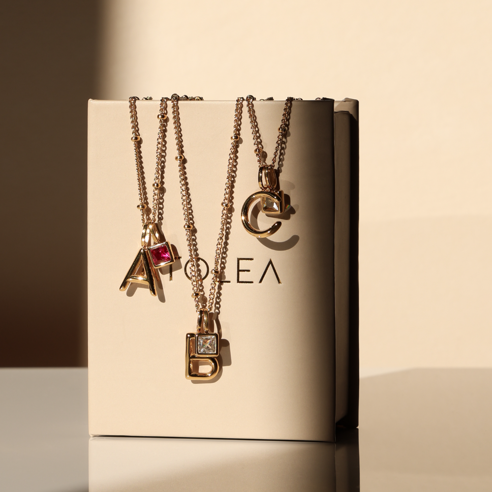 Initial & Birthstone Charm Necklace