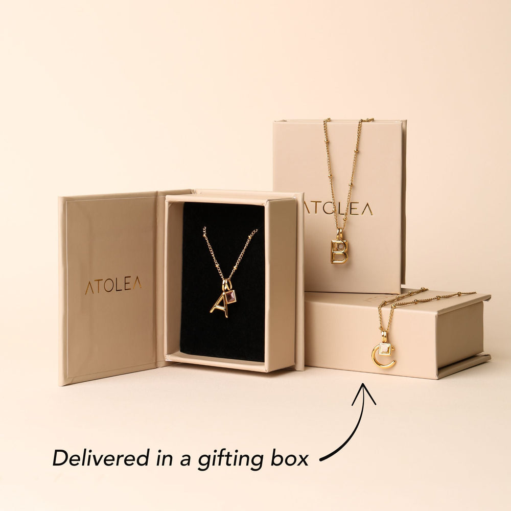 Initial & Birthstone Charm Necklace