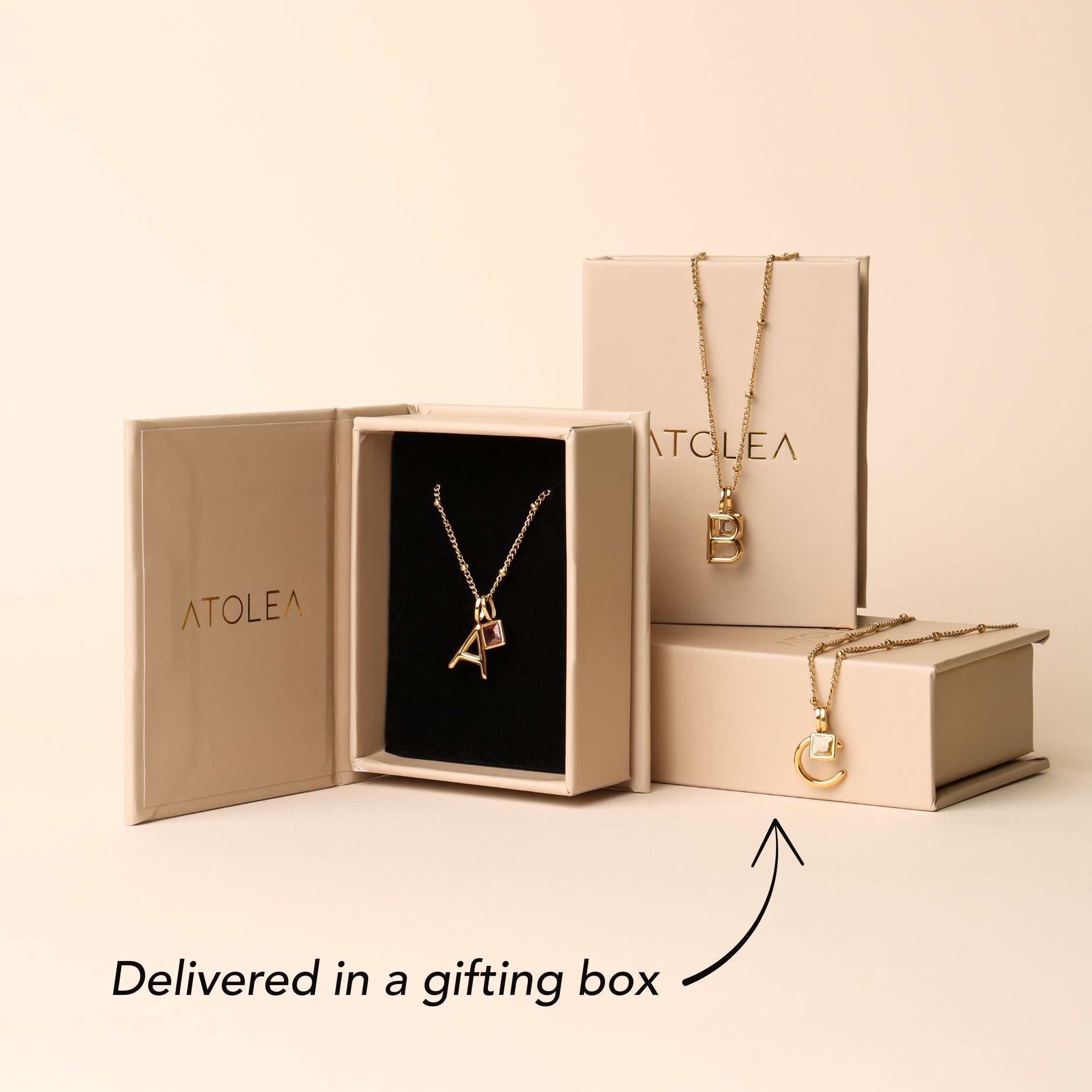 Initial & Birthstone Charm Necklace