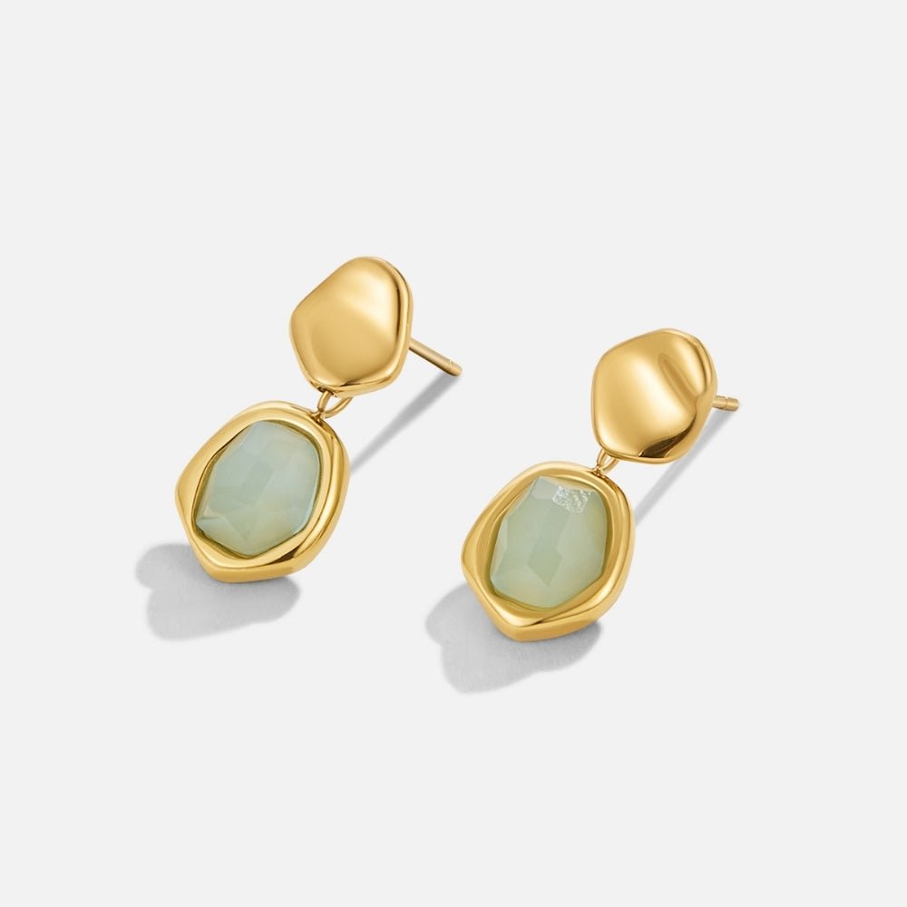Gold Aquamarine Drop Earrings