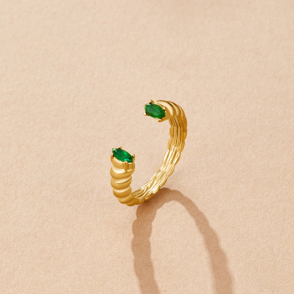Green Emerald  Cuff Ring