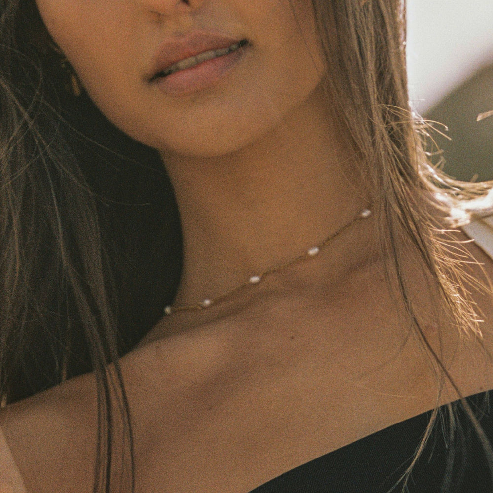 Dainty Gold Pearl Choker