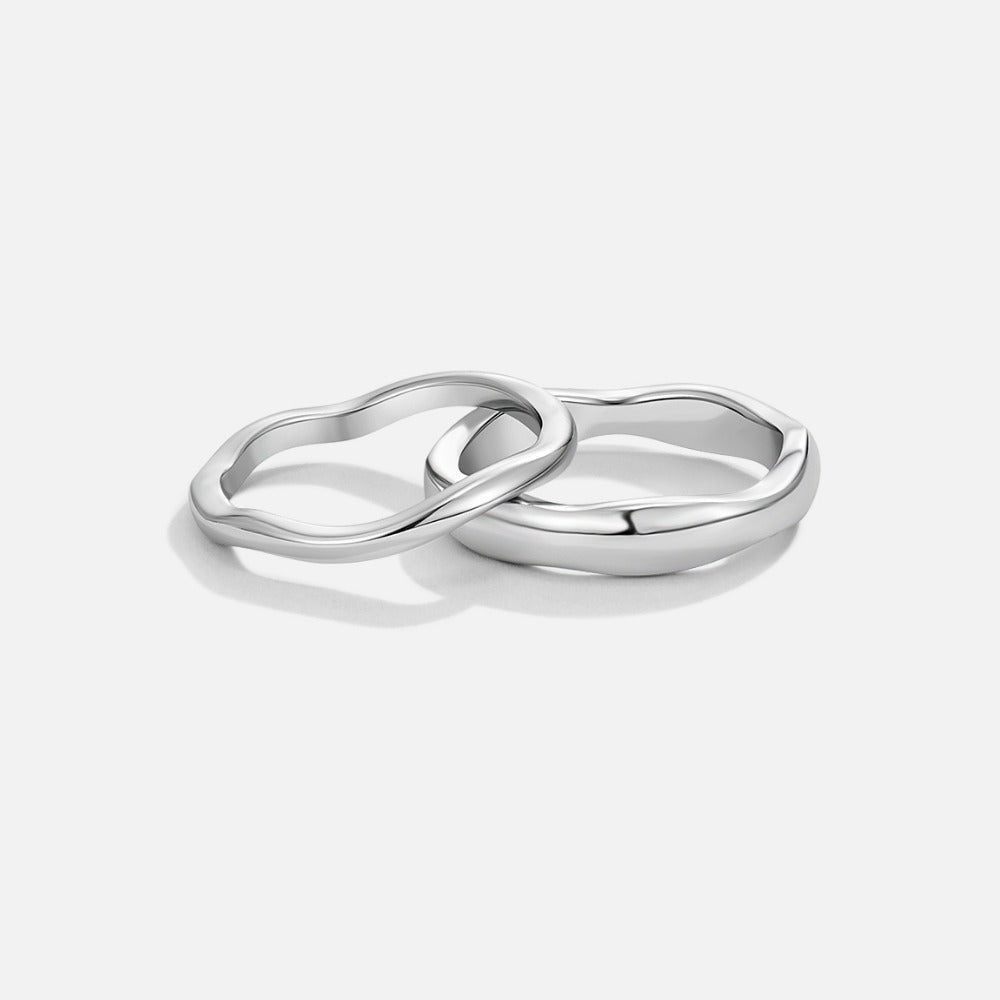 Silver Madison Wave Ring Set